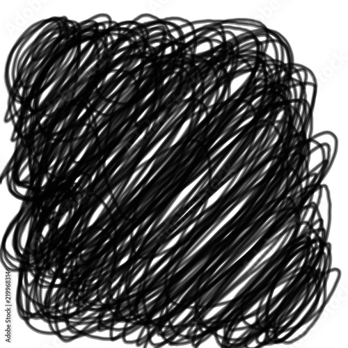 Quadro su tela Abstract chaotic black tangled square scribble brush stroke background