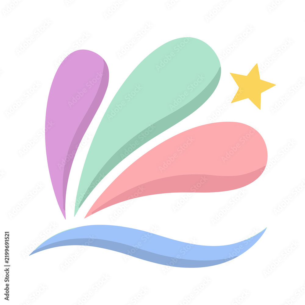 Fototapeta premium Abstract colorful shapes with star and wave