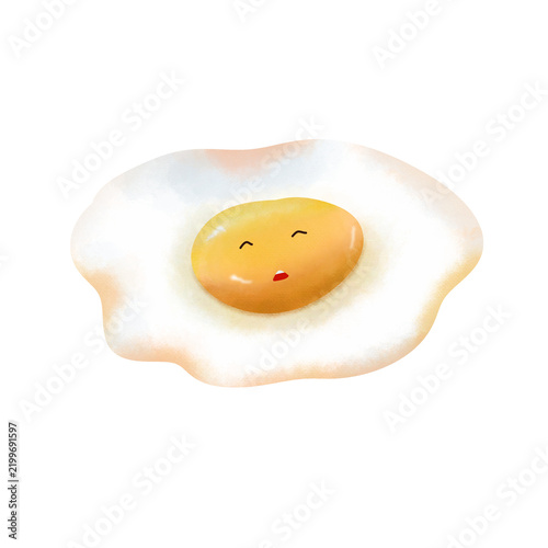 fried egg isolated on white background