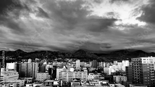 Time-lapse of Sapporo cityscape with Mt. Sankaku and Mt. Okura, Hokkaido, Japan