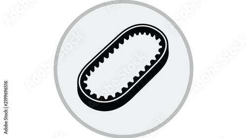Mechanical timing belt icon isolated on white background for industrial engine maintenance design