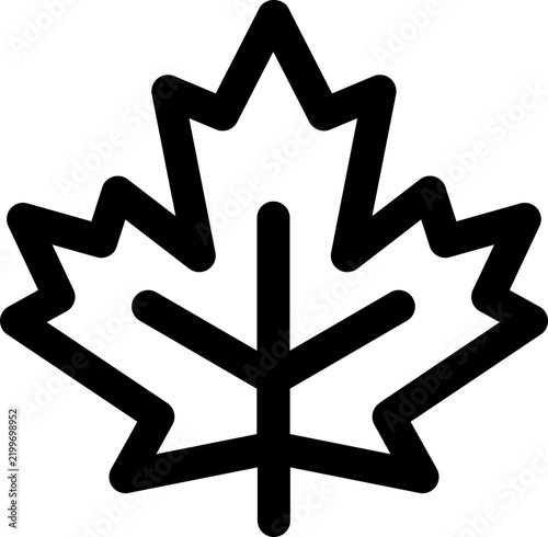 Black maple leaf icon - outline
