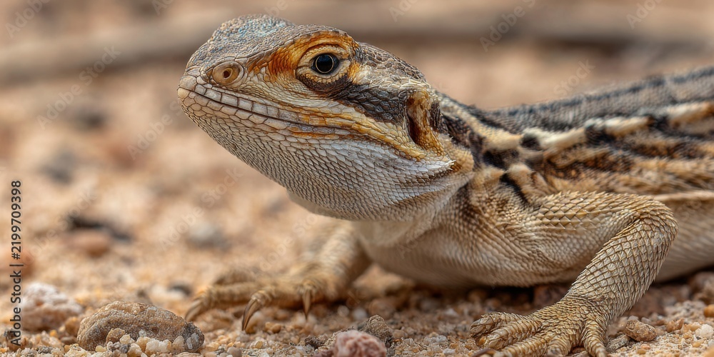 Fototapeta premium Desert creatures like lizards and snakes, clear focus, neutral background, naturalistic detail