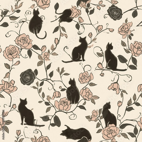 seamless background with cats