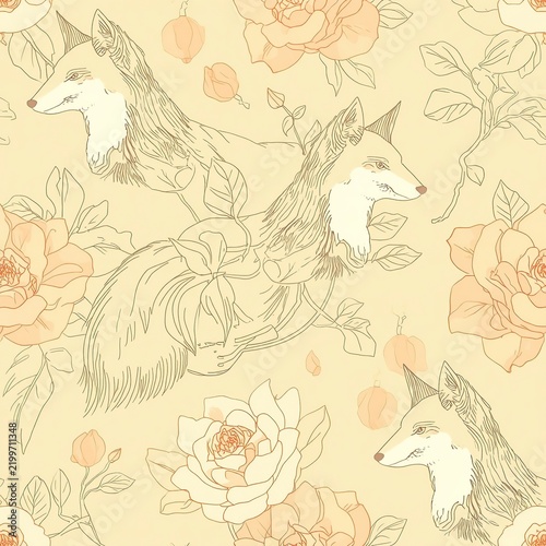 seamless pattern with fox