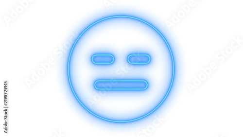 Photography Colorful neon neutral face icon showing an expressionless emotionless mood with