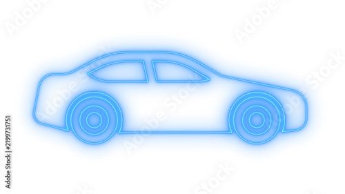 Glowing neon car icon isolated on transparent background. Automobile symbol. Vehicle transportation. Drive and traffic sign. Auto service logo.