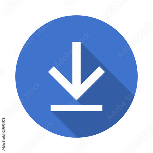 Blue download icon isolated on transparent background. Modern download symbol for websites, apps, UI, software, digital interfaces, buttons and graphic design projects.