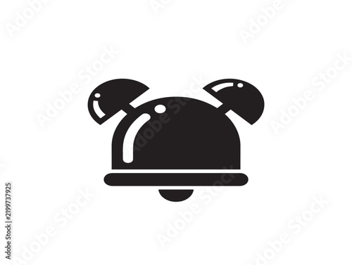 Black alarm bell icon silhouette for notification and alert design
