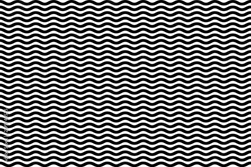 Bild auf Leinwand Black and white wavy line pattern background with repeating horizontal curves