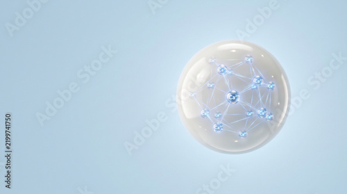 Translucent Milk Droplet Sphere Containing Calcium Ion Molecular Structure for Bone Health Nutrition and Dairy Science Concept