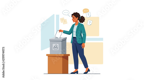 Woman Casting Vote at Ballot Box, Symbolizing Democracy and Civic Duty