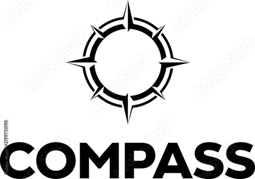 Simple black silhouette compass navigation vector icon sign logo design