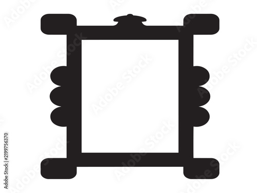 Decorative rectangular picture frame silhouette isolated on white background