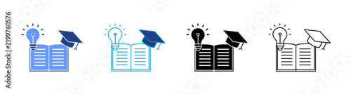 Education and Knowledge Icon Set Multiple Style