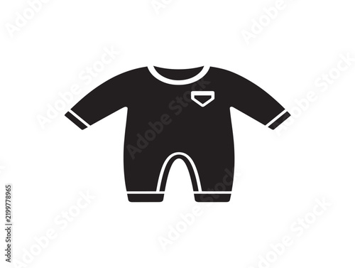 Black silhouette icon of a baby onesie isolated on a white background
