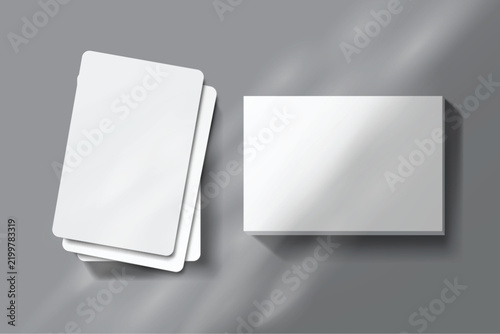 3D Playing cards collectible pack mockup isolated. Blank trading card, cards of poker hand, bet, casino, gambling, board game, game cards or greeting card, invitation, credit card and business card