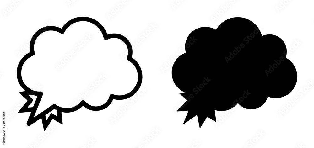 Fototapeta premium Speech Bubble Icons, Communication Cloud Shapes, Dialogue Boxes, Black and White Vector Graphics for Comics and Messaging