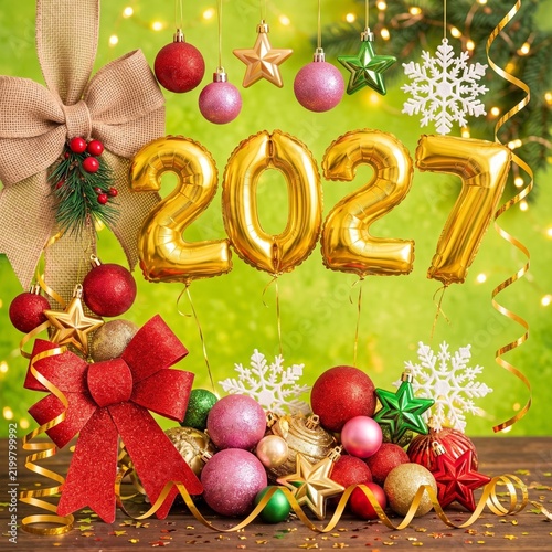 Merry Christmas Happy New Year 2027 background