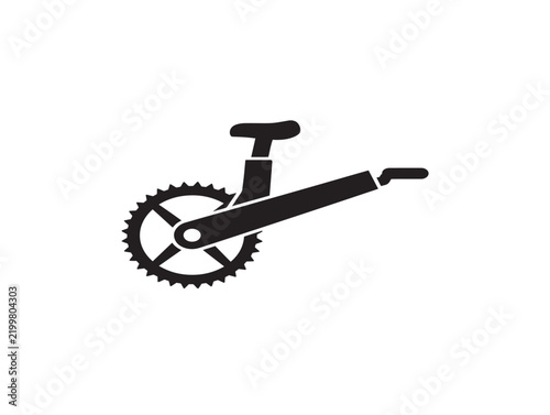 Black bicycle crankset icon silhouette isolated on a white background
