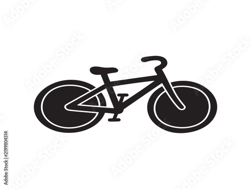 Black silhouette icon of a bicycle isolated on a white background