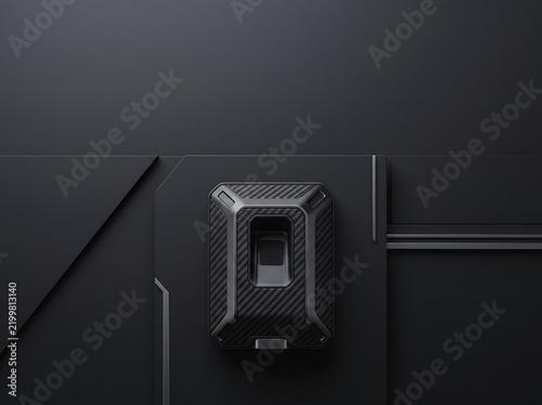 Carbon fiber texture panel with a central fingerprint scanner access module