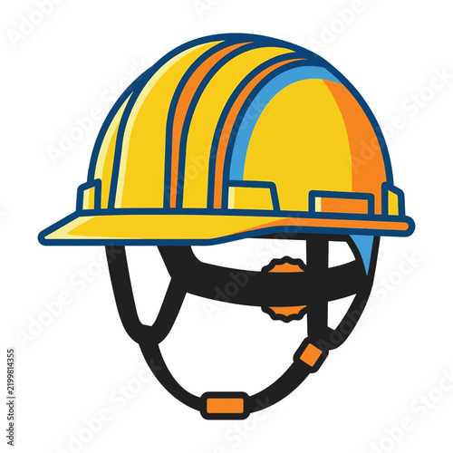 yellow hard hat safety helmet icon essential worker protection symbol for construction industry and occupational safety.