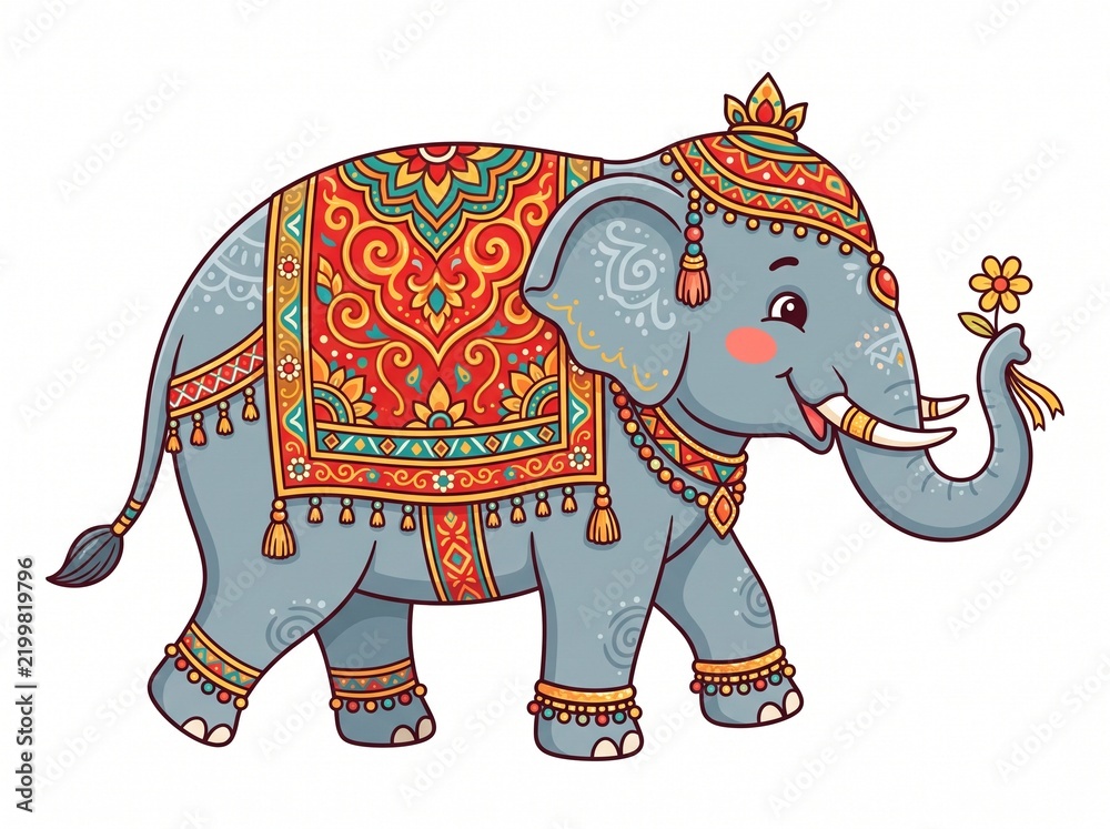 Obraz premium Decorated Thai Elephant Vector Illustration