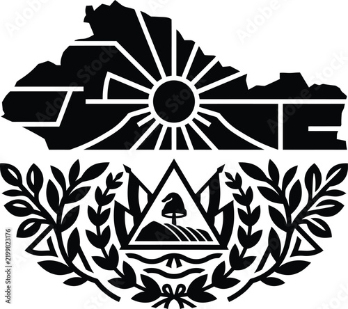 central america map coat of arms vector silhouette for design elements