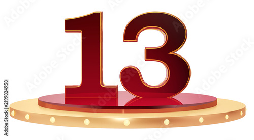 Elegant 3D Number 13 Display on Modern Podium