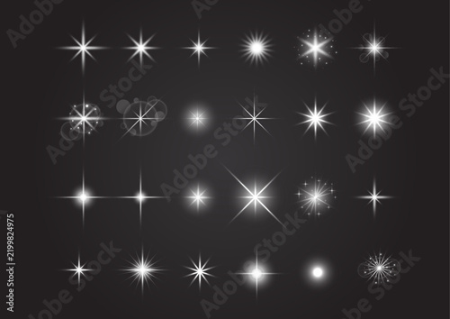 Sparkle asset vector. Bright shine star glint flash flare burst light glowing starburst glitter blink burst glow sparkle element effect decoration background icon concept.