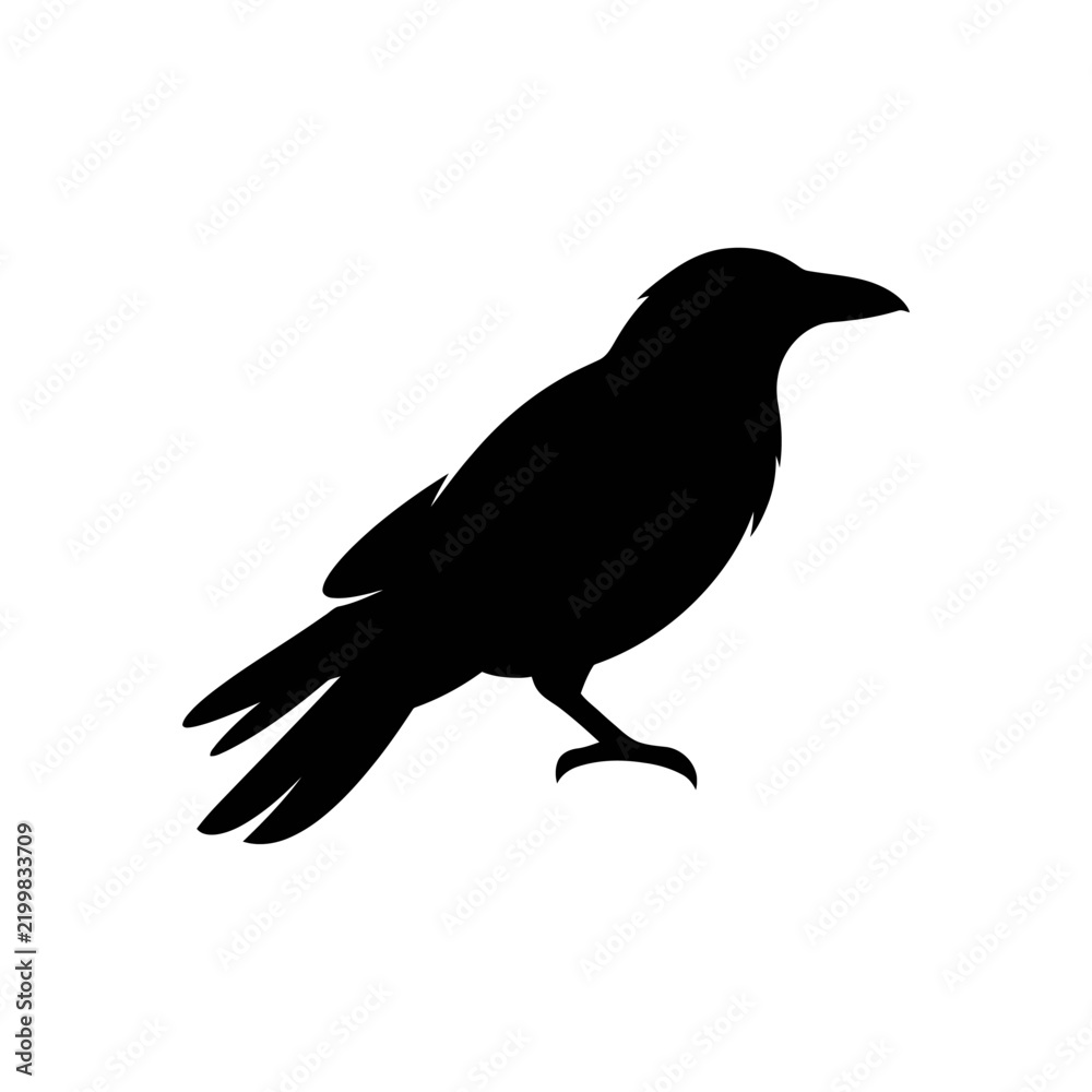Fototapeta premium Bird black silhouette icon on plain white background Editable_EPS