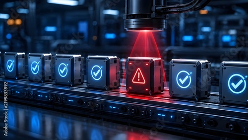 Automated Quality Control System Scanning Defective Industrial Box