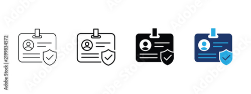 ID card icon set, editable stroke, line art, expanded, glyph, color vector illustration