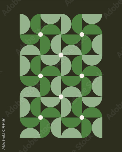 Geometric Green Pattern Grid with Symmetry