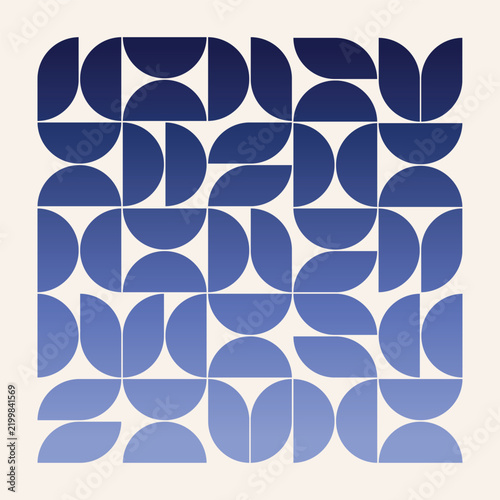 Geometric Blue Gradient Pattern Grid with Symmetry