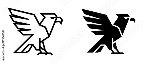Geometric Eagle Vector Icons, Stylized Bird Logos, Minimalist Falcon Graphics, Outline and Silhouette for Branding and Design