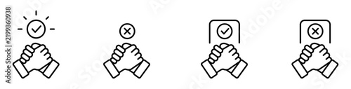 Community web icons set for business handshake approval and agreement rejection featuring handshake icon set