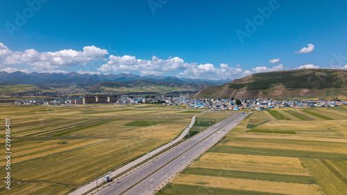 The highway on the grassland