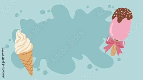 cute ice cream hand drawn frame animation for summer dessert and summer time background