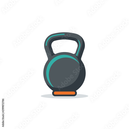 Kettlebell Vector Illustration for Fitness and Gym Design, Flat Icon for Strength Training, Workout, and Bodybuilding Branding on White Background