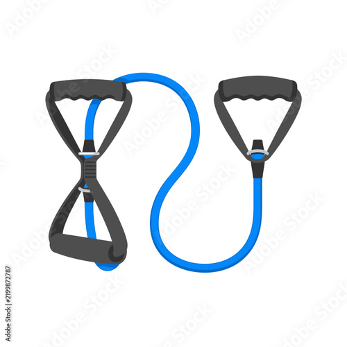 Blue Resistance Band with Handles for Home Workout and Strength Training, Vector Illustration of Fitness Equipment