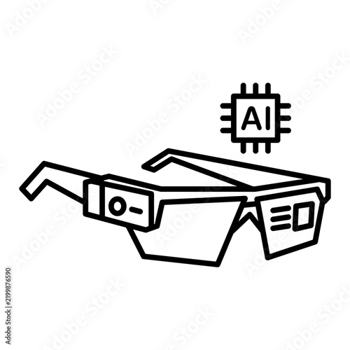 AI-powered smart glasses line icon with editable stroke