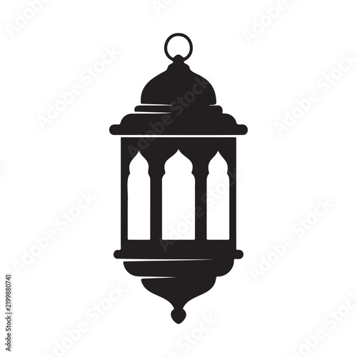 Classic metal arabic style lantern silhouette with hanging lantern