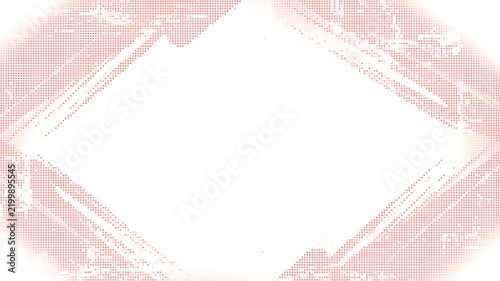 Red halftone dot frame border illustration with an elegant red halftone dot