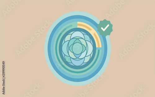 Circular progress chart with checkmark and petals