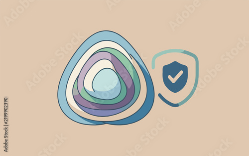 Abstract swirl with protective shield symbol