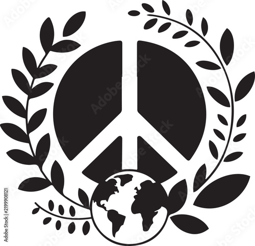 Eco Peace Earth Line Art Illustration