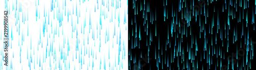 Abstract background featuring falling neon cyan glowing light trails and vertical laser streaks on both black and white sides