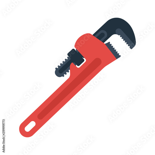 Heavy duty red pipe wrench illustration for plumbing services